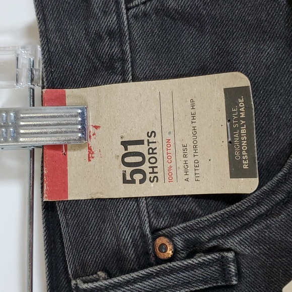 Levi's Woman's Original Git High-Rise Jean Shorts ~ Lunar Black - Picture 4 of 9